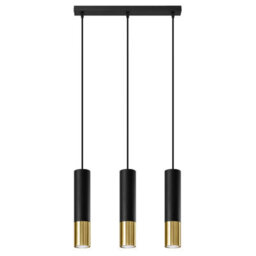 Sollux Lighting Loopez Steel Black/golden 3L Light Classic Pendant Ceiling Light - thumbnail 3