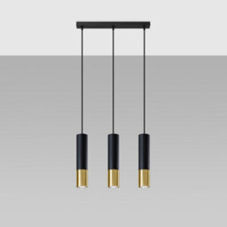 Sollux Lighting Loopez Steel Black/golden 3L Light Classic Pendant Ceiling Light - thumbnail 1