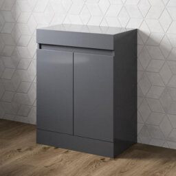 Affine Bathroom Vanity Unit Countertop Floor Standing Furniture Soft Close 600mm Grey - thumbnail 1