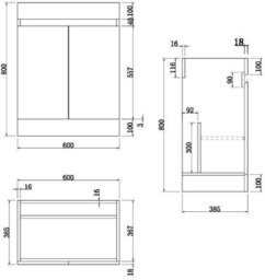 Affine Bathroom Vanity Unit Countertop Floor Standing Furniture Soft Close 600mm Grey - thumbnail 3