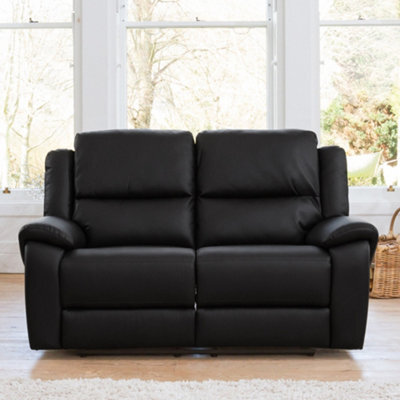 Brookhaven 162Cm Wide Black Bonded Leather 2 Seat Electric Reclining Sofa With Independently Reclining Left And Right Hand Seats