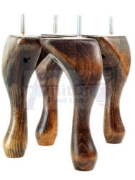 Queen Anne Wooden Legs Burnt Oak Wash 150mm High Set Of 4 Replacement Furniture Feet Chairs Sofas Footstools M10 (10mm) - thumbnail 5