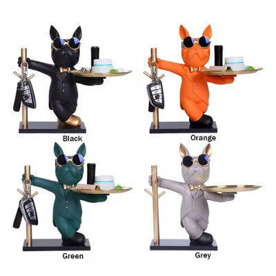 French Bulldog Resin Figurine With Storage Tray For Desk Or Home - image 1
