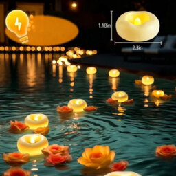 Amorly 24 Pack Floating Candles, Water Activated Flameless Led Tea Lights For Wedding Centerpieces, Glass Cylinder Vases,pool Decorations - thumbnail 1