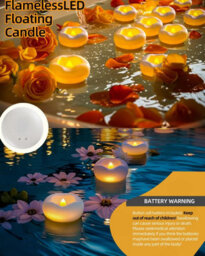 Amorly 24 Pack Floating Candles, Water Activated Flameless Led Tea Lights For Wedding Centerpieces, Glass Cylinder Vases,pool Decorations - thumbnail 4