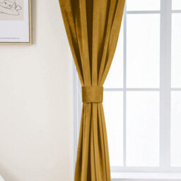 Oxford Homeware Eyelet Velvet Curtains Ochre Fully Lined Blackout Thermal Insulated Eyelet Curtains Pair (W)117Cm X (L)137Cm - thumbnail 7