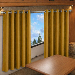 Oxford Homeware Eyelet Velvet Curtains Ochre Fully Lined Blackout Thermal Insulated Eyelet Curtains Pair (W)117Cm X (L)137Cm - thumbnail 8