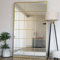 Jōbū Jobu Home - Kyo - Full Length Gold Metal Rectangle Lattice Grid Mirror - 180Cm X 105Cm - thumbnail 2