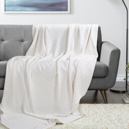 Ehc Chunky & Soft Extra Large Cotton Waffle Throw, King Size, 225 X 250 Cm - Ivory - thumbnail 3