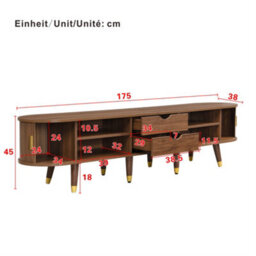 Btm 175 Cm Tv Cabinet With Sliding Door, Walnut Look, Mdf Tv Stand With Shelves, Drawer And  Cabinet - thumbnail 6
