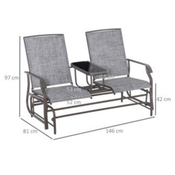 Outsunny 2 Seater Rocker Double Rocking Chair Lounger Outdoor Garden Furniture - thumbnail 3