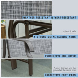 Outsunny 2 Seater Rocker Double Rocking Chair Lounger Outdoor Garden Furniture - thumbnail 5