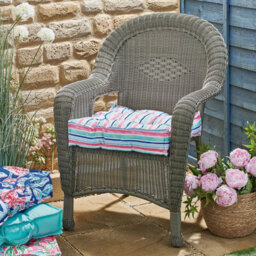 Striped Garden Booster Cushion - Floor Pillow Or Furniture Seat Pad With Water Resistant Fabric & Carry Handle - 51 X 51 X 10Cm - thumbnail 1