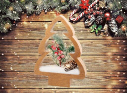 Lumineo Wooden Tree Ornament Christmas Light Decoration Tree Frame Berry Foliage 28Cm - thumbnail 4