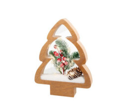 Lumineo Wooden Tree Ornament Christmas Light Decoration Tree Frame Berry Foliage 28Cm - thumbnail 2