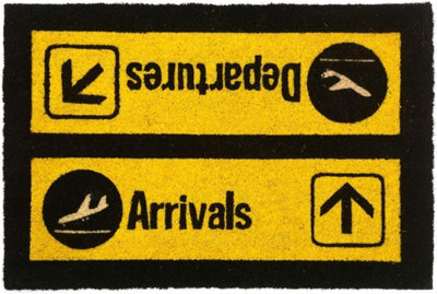 CKB LTD Arrivals And Departures Airport Novelty Doormat Unique Coir Front Doormats - image 1