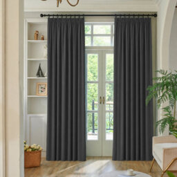 Oxford Homeware Plain Grey 230Gsm Blackout Curtain Thermal Insulated Pencil Pleat Ready Made Curtain Pair (W)168Cmx(L)183Cm - thumbnail 7