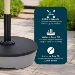 Jack Stonehouse Jsh Patio Umbrella Parasol Stand Base Sturdy 20L 32Kg Max Fill Black & Grey Garden Weight Sand Or Water - thumbnail 2