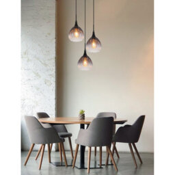 Luminosa Lighting Luminosa Olsen Cluster Pendant Ceiling Light Matt Black Smoke Glass Shade 3X E27 - thumbnail 5