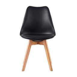 MCC Direct Set Of 2 Dining Chairs With Solid Wooden Legs And Seat Cushion Pad Black - Eva By Mcc - thumbnail 3
