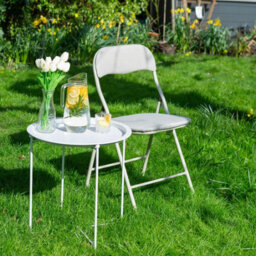 Harbour Housewares Fabric Padded Metal Folding Chair - Beige - thumbnail 6