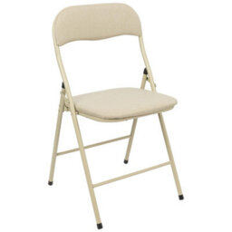 Harbour Housewares Fabric Padded Metal Folding Chair - Beige - thumbnail 1