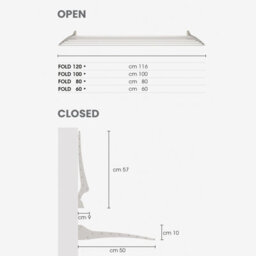 2X Foxydry Fold 60, Steel And Aluminium Folding Up Wall-Mounted Clotheshorse, 60X9X50 Cm White2 Pieces - thumbnail 9