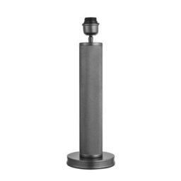 Industville Knurled Pillar Table Lamp, Pewter Base, Rounded Rectangle Cotton Lampshade - thumbnail 2