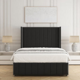 Bsspoke Zoe Divan Bed Black Plush Velvet With 54Inch Headboard & 12Inch Footboard & No Drawers No Mattress In All Sizes - thumbnail 3