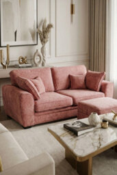 Loft Home Amara Blush Pink 2 Seater Fabric Sofa - thumbnail 1