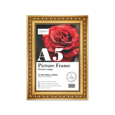 A5 Gold Ornate Picture Frame (21 X 14.7Cm) Poster, Photo, Artwork, Gallery Wall Or Print - image 1