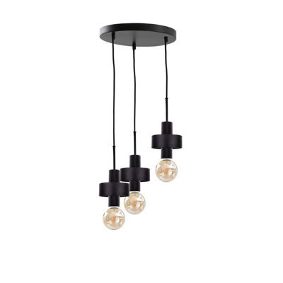 Luminosa Lighting Luminosa Unica Cluster Pendant Ceiling Light Black, 35Cm, 3X E27