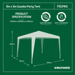 Vivo Kingfisher Pop Up Gazebo Party Event Tent 3 X 3M Green & White Steel Frame - thumbnail 3