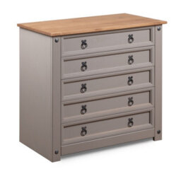 Mews Corona Grey 5 Drawer Chest Of Drawers Mexican Solid Pine - thumbnail 2