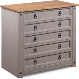 Mews Corona Grey 5 Drawer Chest Of Drawers Mexican Solid Pine - thumbnail 5