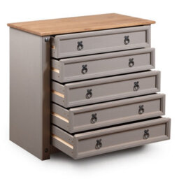 Mews Corona Grey 5 Drawer Chest Of Drawers Mexican Solid Pine - thumbnail 3