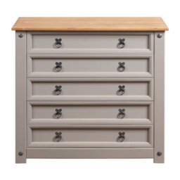 Mews Corona Grey 5 Drawer Chest Of Drawers Mexican Solid Pine - thumbnail 4