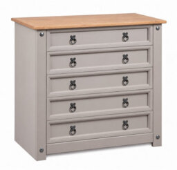 Mews Corona Grey 5 Drawer Chest Of Drawers Mexican Solid Pine - thumbnail 7