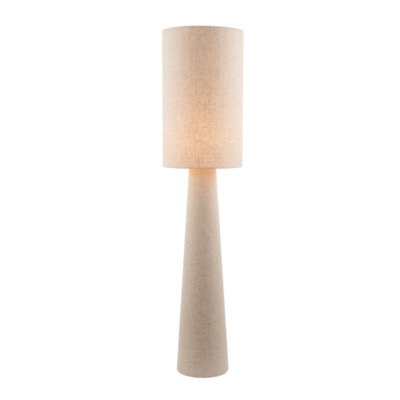 Happy Homewares Modern Natural Oatmeal Linen Floor Lamp With Fabric Shade And Base - image 1