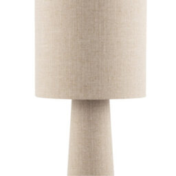 Happy Homewares Modern Natural Oatmeal Linen Floor Lamp With Fabric Shade And Base - thumbnail 4