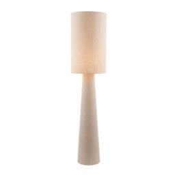Happy Homewares Modern Natural Oatmeal Linen Floor Lamp With Fabric Shade And Base