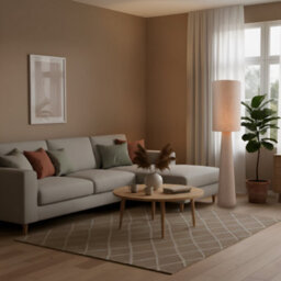 Happy Homewares Modern Natural Oatmeal Linen Floor Lamp With Fabric Shade And Base - thumbnail 6