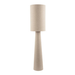 Happy Homewares Modern Natural Oatmeal Linen Floor Lamp With Fabric Shade And Base - thumbnail 2