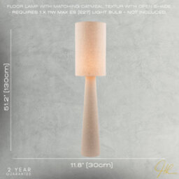 Happy Homewares Modern Natural Oatmeal Linen Floor Lamp With Fabric Shade And Base - thumbnail 7