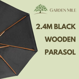 2.4M Large Garden Parasol Sun Umbrella For Garden Black - thumbnail 3