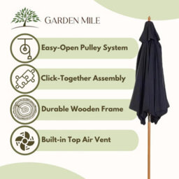 2.4M Large Garden Parasol Sun Umbrella For Garden Black - thumbnail 4