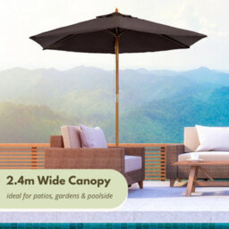 2.4M Large Garden Parasol Sun Umbrella For Garden Black - thumbnail 7