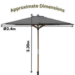 2.4M Large Garden Parasol Sun Umbrella For Garden Black - thumbnail 2
