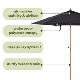 2.4M Large Garden Parasol Sun Umbrella For Garden Black - thumbnail 5