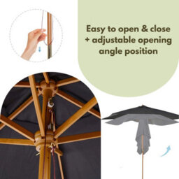 2.4M Large Garden Parasol Sun Umbrella For Garden Black - thumbnail 6